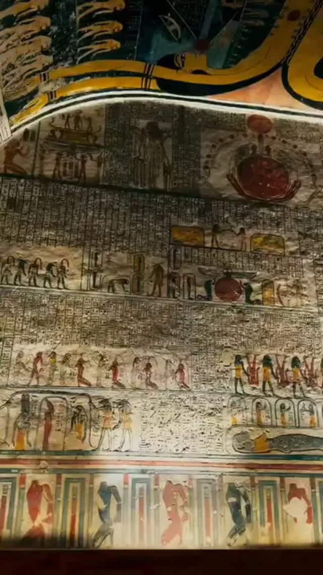 Ancient painted Egyptian temple walls